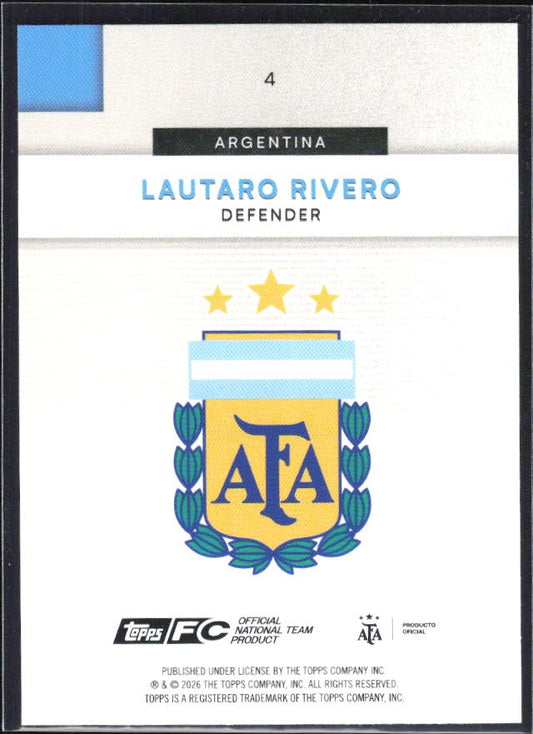 Lautaro Rivero 2026 Topps Argentina #4 – baksida