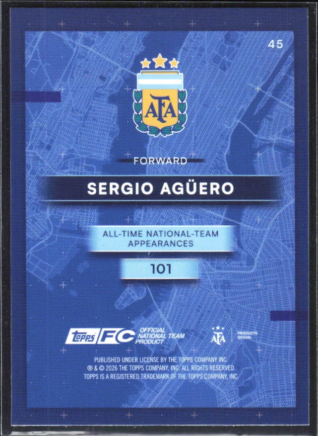 Sergio Agüero 2026 Topps Argentina AFA in the Apple #45 – baksida
