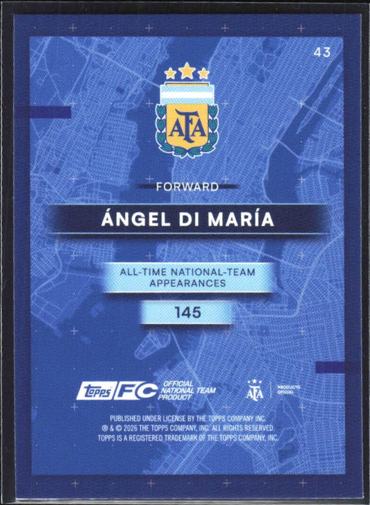 Ángel Di María 2026 Topps Argentina AFA in the Apple #43 – baksida