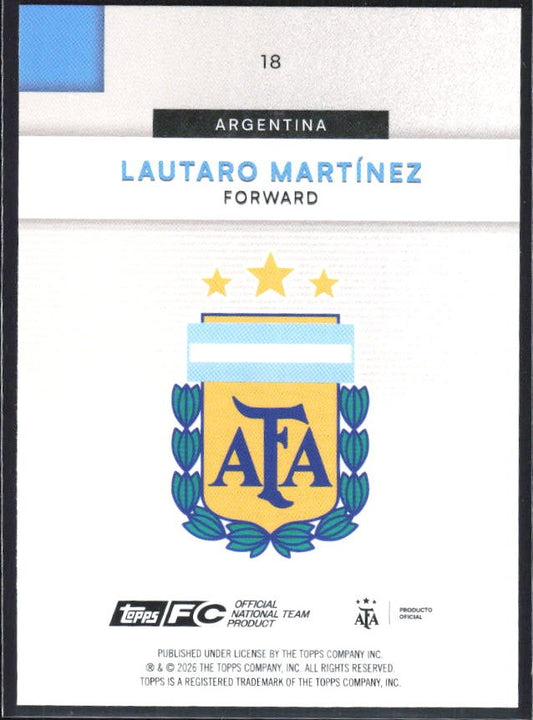 Lautaro Martínez 2026 Topps Argentina #18 – baksida