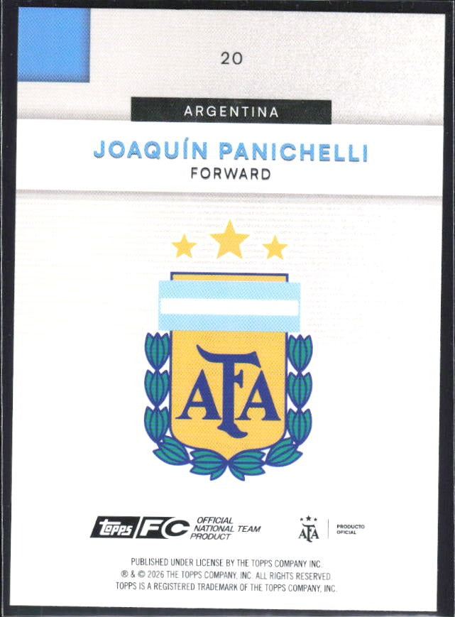 Joaquín Panichelli 2026 Topps Argentina #20 – baksida