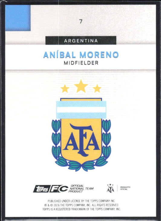 Aníbal Moreno 2026 Topps Argentina #7 – baksida