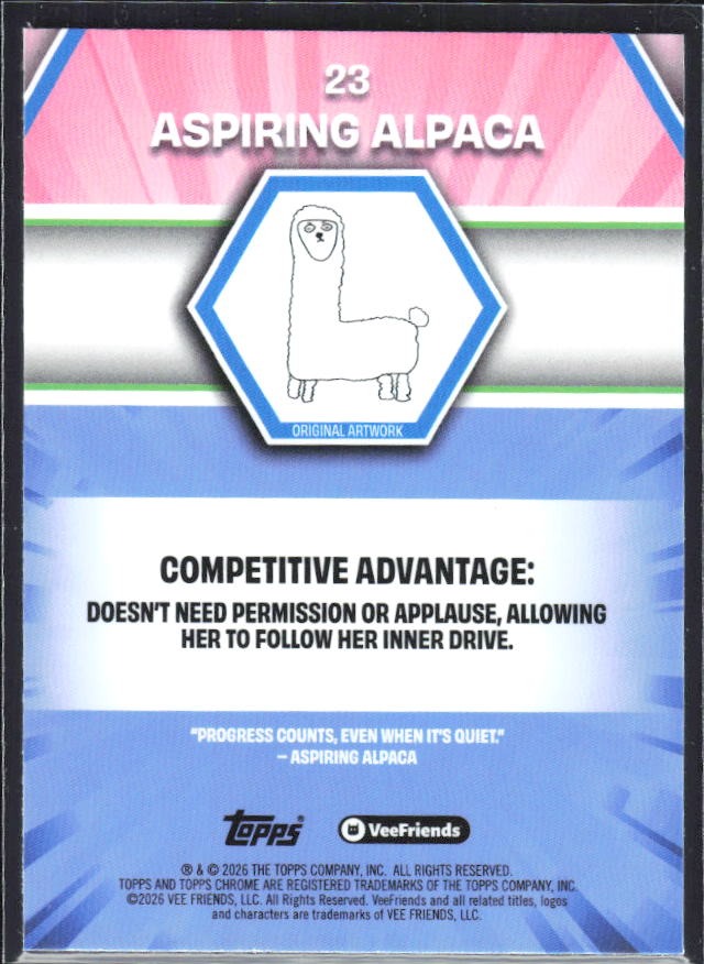 Aspiring Alpaca 2026 Topps Chrome VeeFriends #23 – baksida