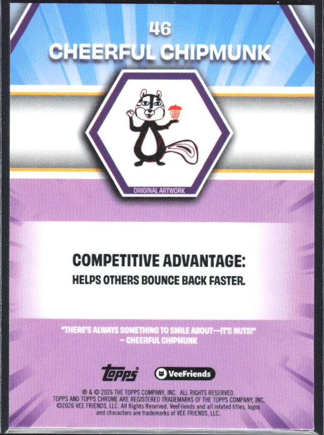 Cheerful Chipmunk 2026 Topps Chrome VeeFriends #46 – baksida