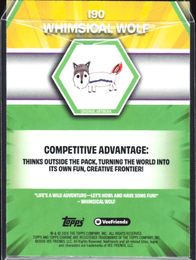 Whimsical Wolf 2026 Topps Chrome VeeFriends #190 – baksida