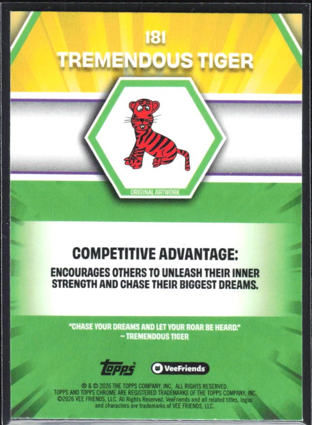 Tremendous Tiger 2026 Topps Chrome VeeFriends #181 – baksida