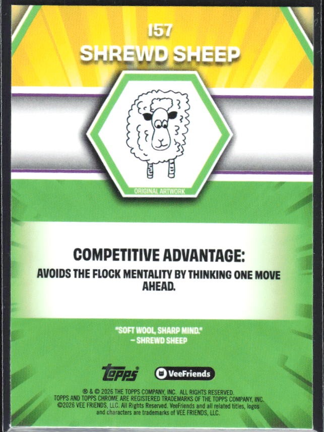 Shrewd Sheep 2026 Topps Chrome VeeFriends #157 – baksida