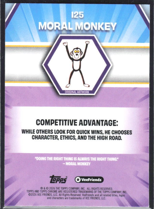 Moral Monkey 2026 Topps Chrome VeeFriends #125 – baksida