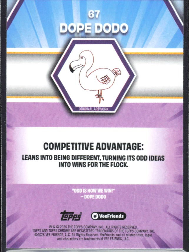 Dope Dodo 2026 Topps Chrome VeeFriends #67 – baksida