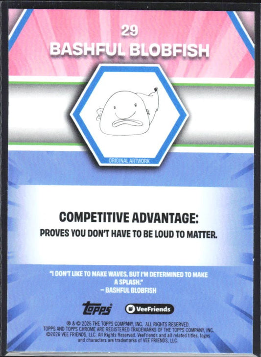 Bashful Blobfish 2026 Topps Chrome VeeFriends #29 – baksida