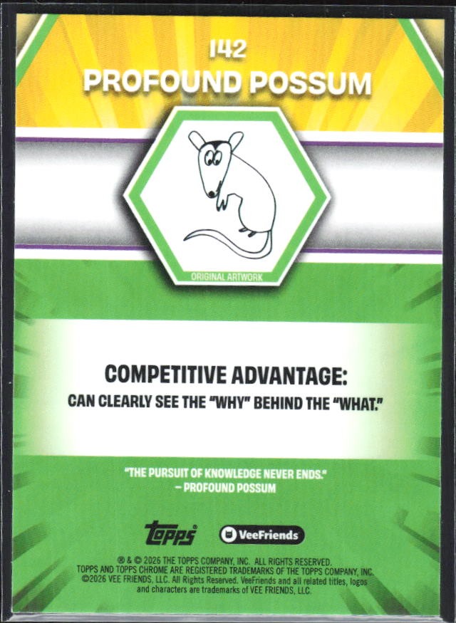 Profound Possum 2026 Topps Chrome VeeFriends #142 – baksida