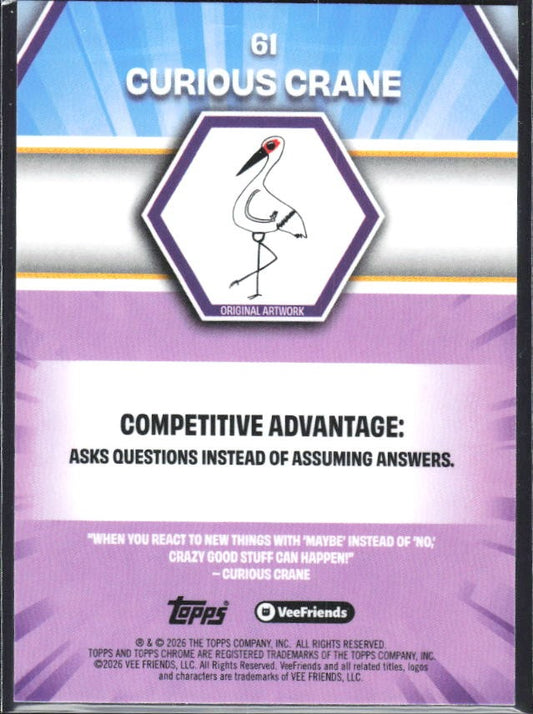 Curious Crane 2026 Topps Chrome VeeFriends #61 – baksida