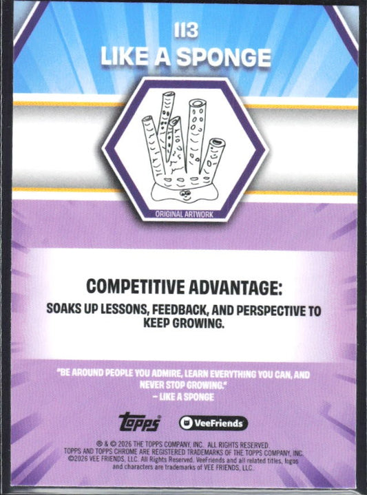 Like a Sponge 2026 Topps Chrome VeeFriends #113 – baksida