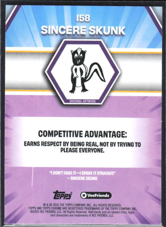 Sincere Skunk 2026 Topps Chrome VeeFriends #158 – baksida