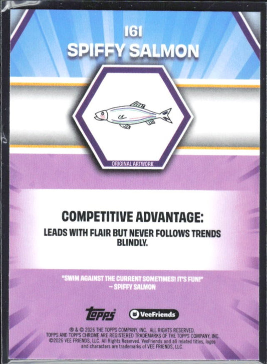 Spiffy Salmon 2026 Topps Chrome VeeFriends #161 – baksida