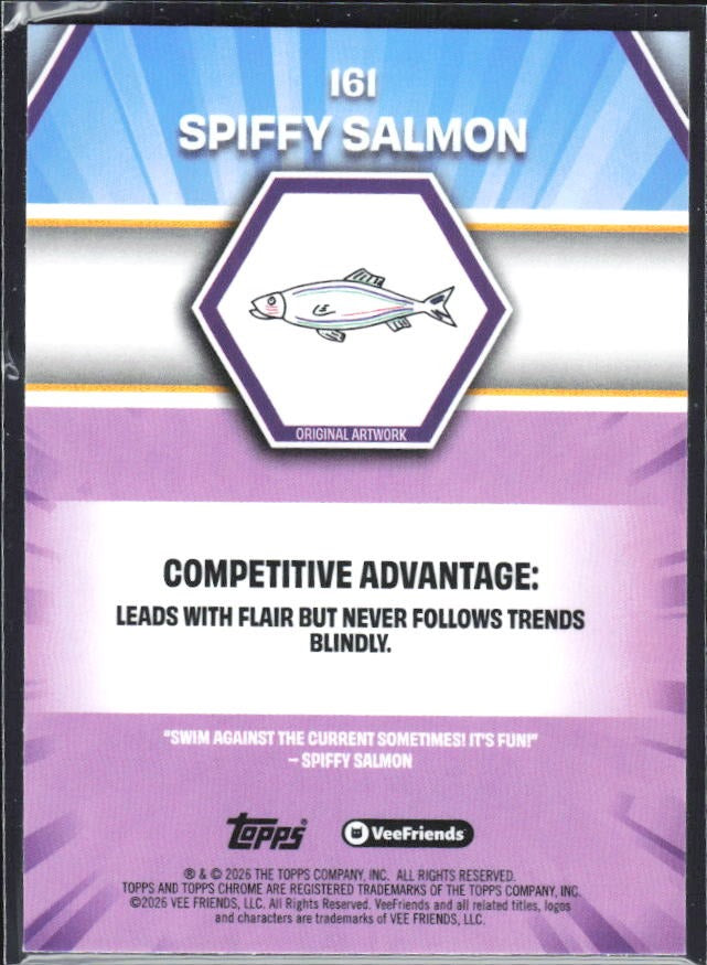 Spiffy Salmon 2026 Topps Chrome VeeFriends #161 – baksida