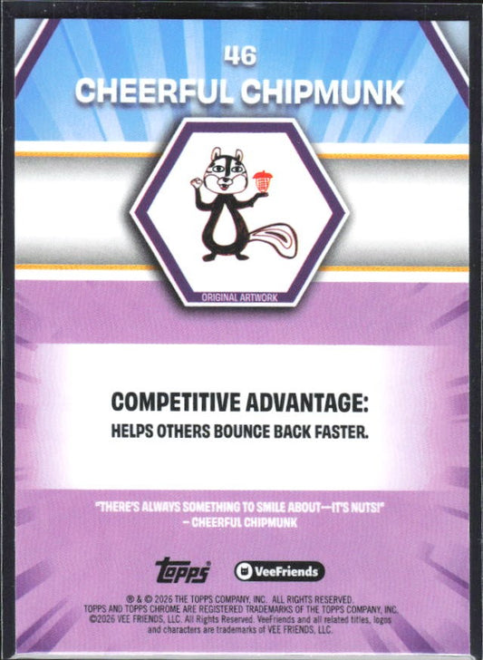 Cheerful Chipmunk 2026 Topps Chrome VeeFriends #46 – baksida