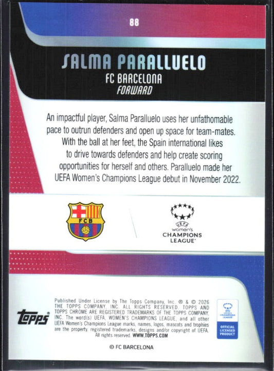 Salma Paralluelo 2025-26 Topps Chrome UWCL #88 – baksida