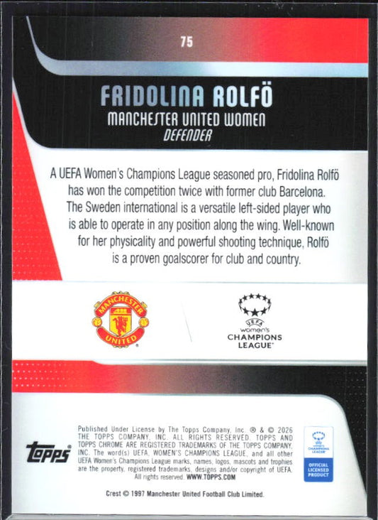 Fridolina Rolfö 2025-26 Topps Chrome UWCL #75 – baksida