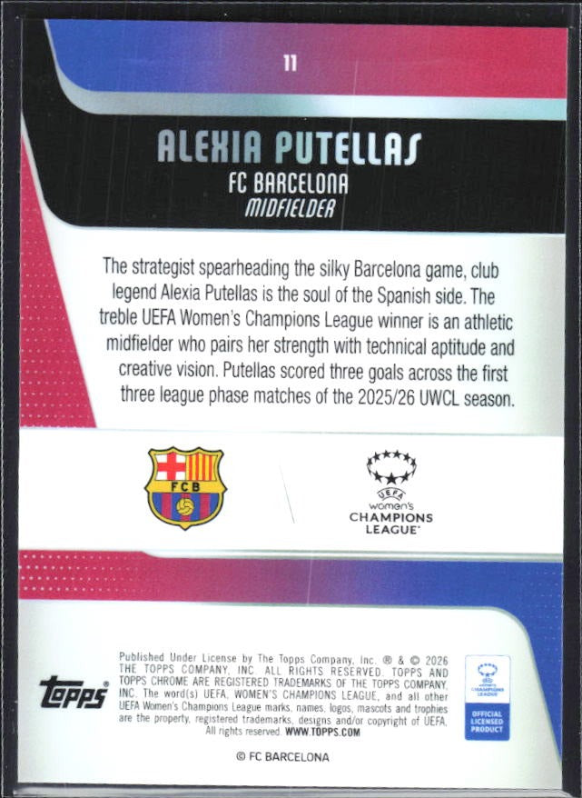 Alexia Putellas 2025-26 Topps Chrome UWCL #11 – baksida