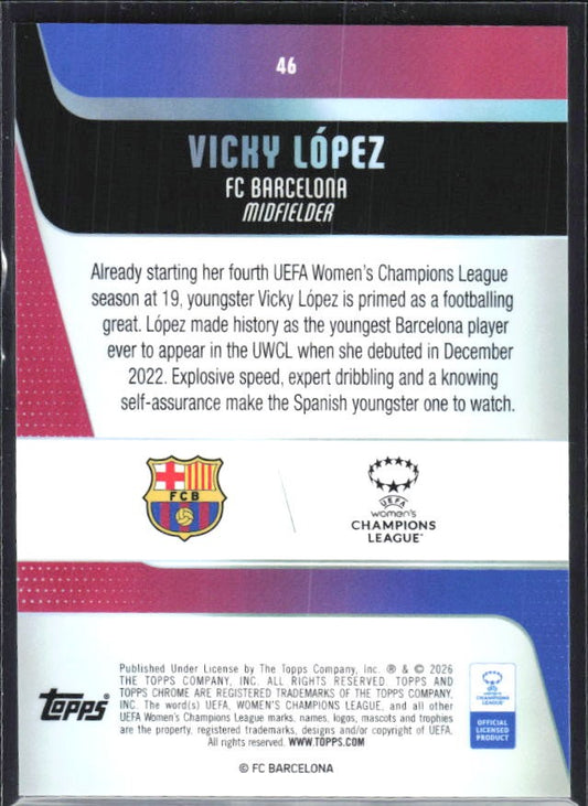 Vicky López 2025-26 Topps Chrome UWCL #46 – baksida
