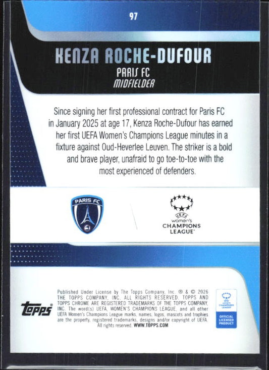Kenza Roche-Dufour 2025-26 Topps Chrome UWCL #97 – baksida