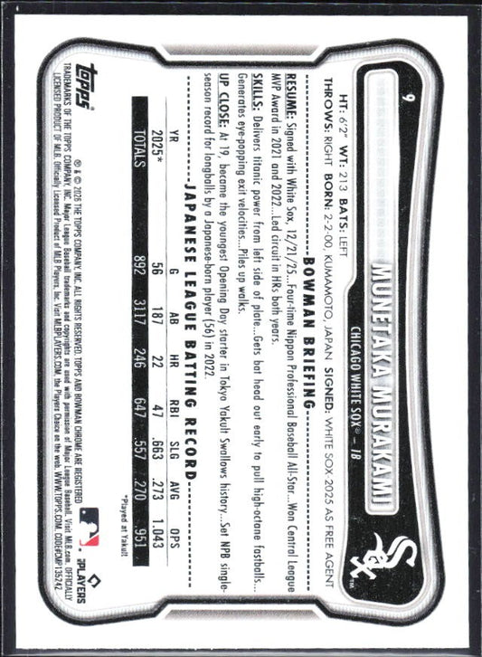 Munetaka Murakami 2026 Bowman #9 – baksida