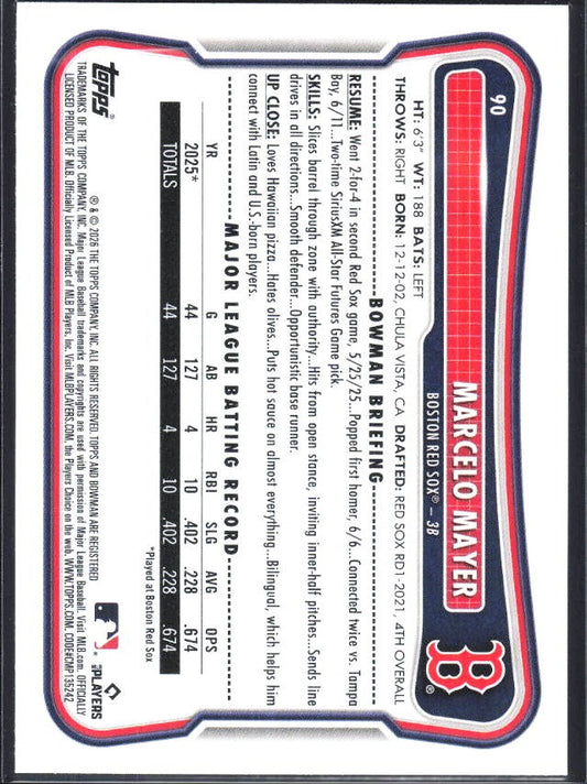 Marcelo Mayer 2026 Bowman #90 – baksida
