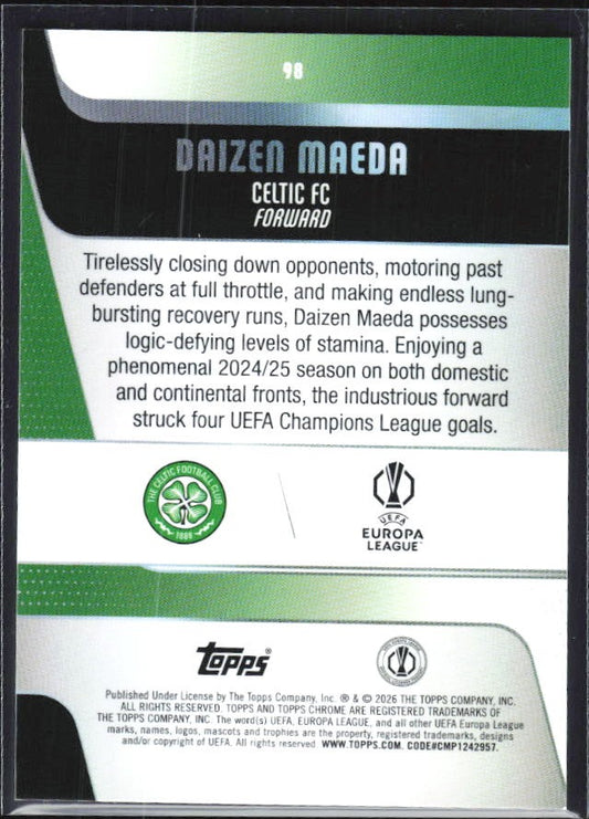 Daizen Maeda 2025-26 Topps Chrome UCC #98 – baksida
