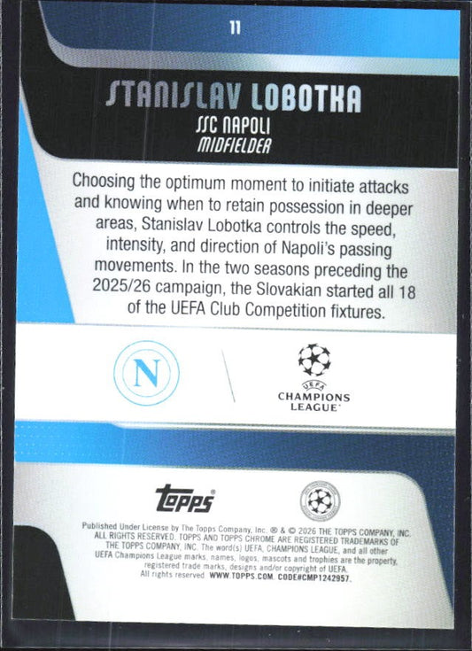Stanislav Lobotka 2025-26 Topps Chrome UCC #11 – baksida