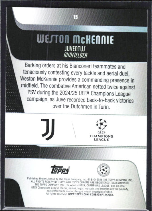 Weston McKennie 2025-26 Topps Chrome UCC #15 – baksida
