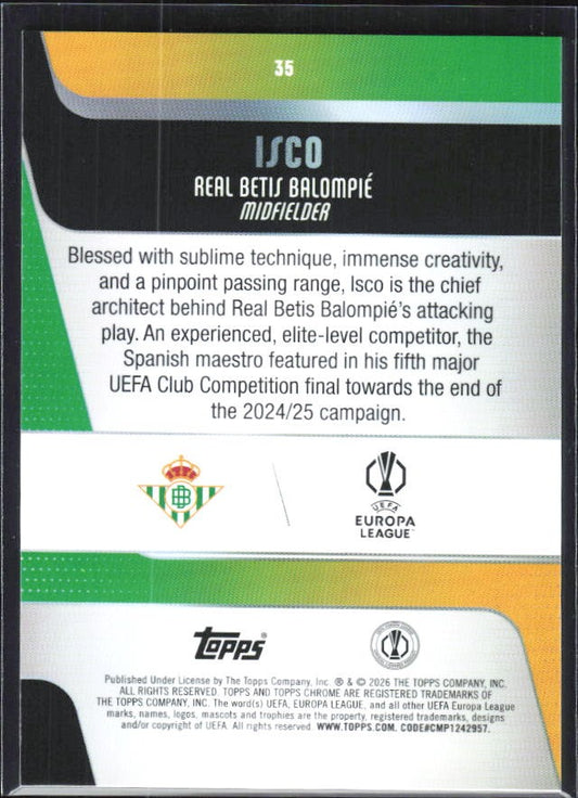 Isco 2025-26 Topps Chrome UCC #35 – baksida