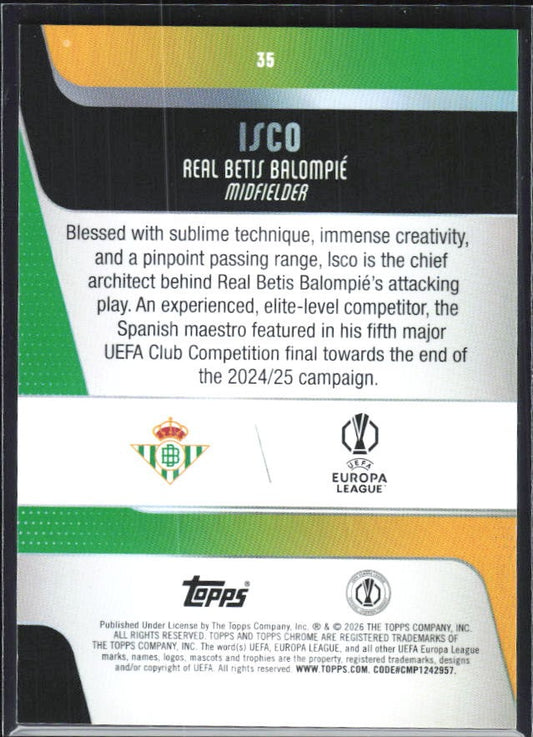 Isco 2025-26 Topps Chrome UCC #35 – baksida