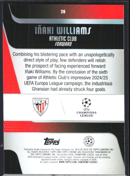 Iñaki Williams 2025-26 Topps Chrome UCC #20 – baksida