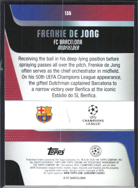 Frenkie de Jong 2025-26 Topps Chrome UCC #135 – baksida
