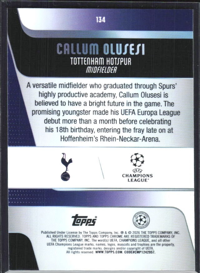 Callum Olusesi 2025-26 Topps Chrome UCC #134 – baksida