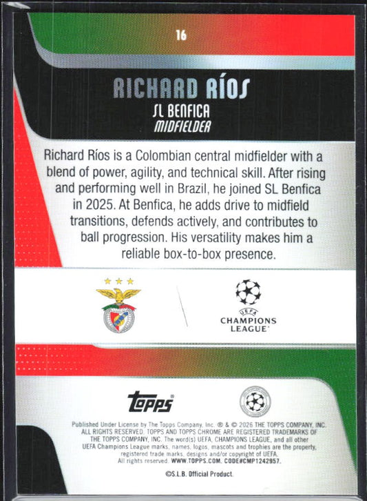 Richard Ríos 2025-26 Topps Chrome UCC #16 – baksida
