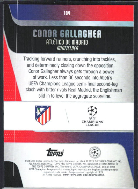 Conor Gallagher 2025-26 Topps Chrome UCC #189 – baksida