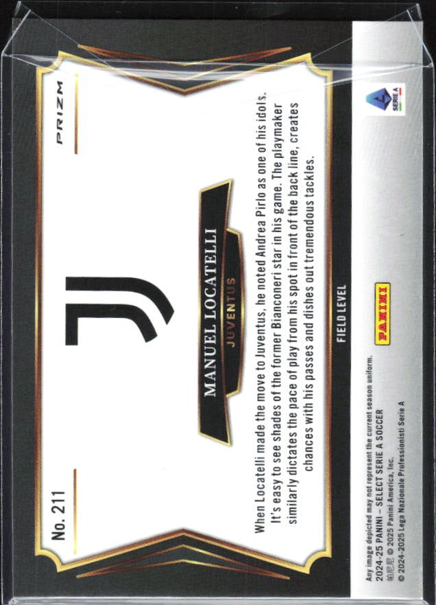 2024-25 Panini Select Serie A Manuel Locatelli Field Level Silver Prizm #211 – baksida