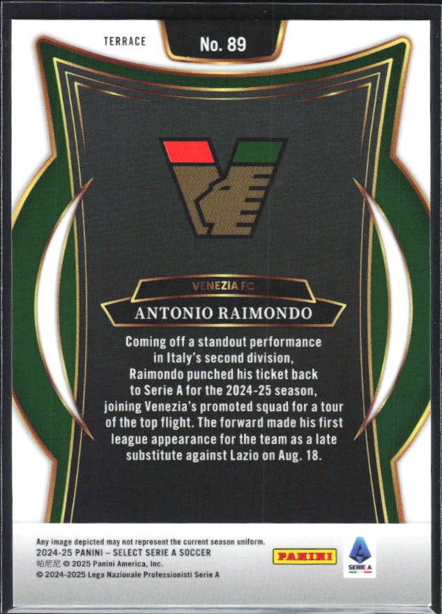 2024-25 Panini Select Serie A Antonio Raimondo Terrace #89 – baksida