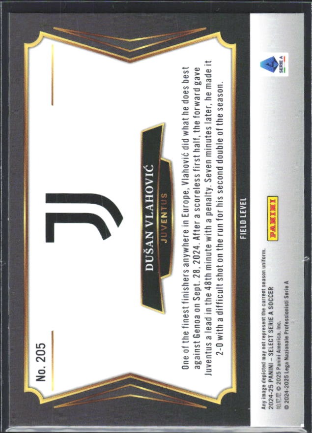 2024-25 Panini Select Serie A Dušan Vlahović Field Level #208 – baksida