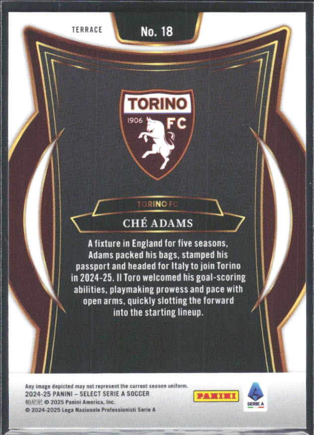 2024-25 Panini Select Serie A Ché Adams Terrace #18 – baksida
