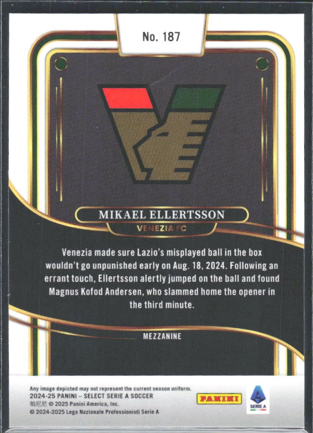 2024-25 Panini Select Serie A Mikael Ellertsson Mezzanine #187 – baksida