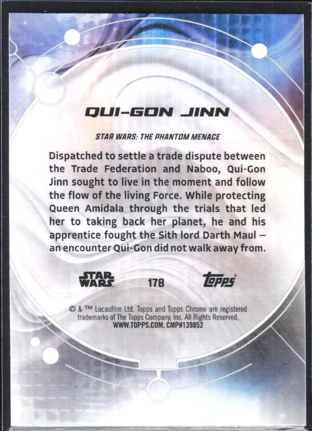 2026 Topps Chrome Star Wars Qui-Gon Jinn Characters #178 – baksida