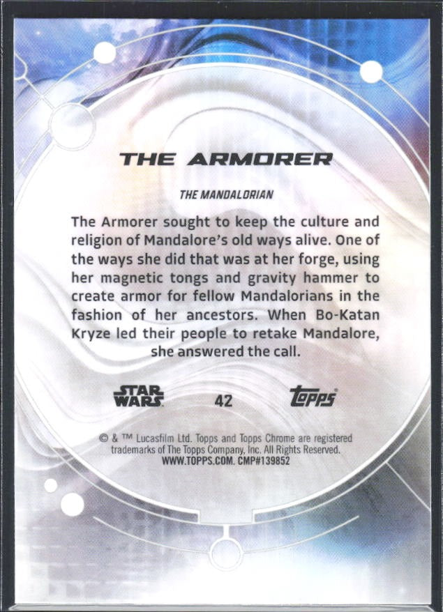 2026 Topps Chrome Star Wars The Armorer Characters #42 – baksida