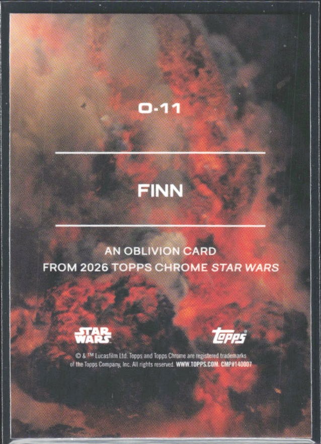2026 Topps Chrome Star Wars Finn Oblivion #O-11 – baksida