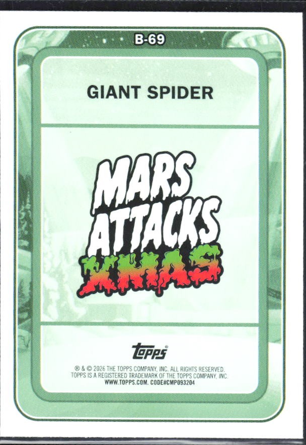 2026 Topps Mars Attacks Christmas Giant Spider Characters B #B-69 – baksida