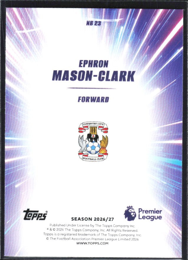 2026-27 Topps Premier League Ephron Mason-Clark Nitro Boost #NB23 – baksida