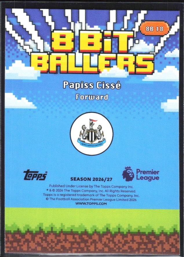 2026-27 Topps Premier League Papiss Cissé 8 Bit Ballers #8B18 – baksida