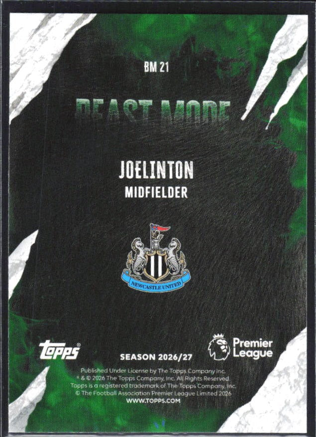 2026-27 Topps Premier League Joelinton Beast Mode #BM21 – baksida